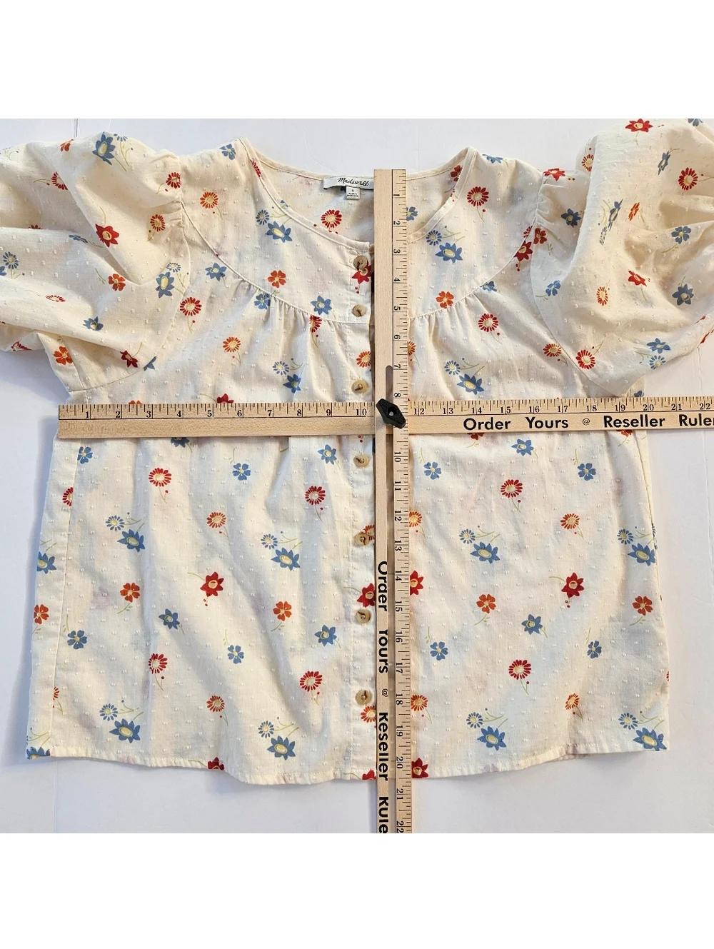 Madewell Prose Shirt in Dotted Floral Heyday Size Small Puff Sleeve Button Front